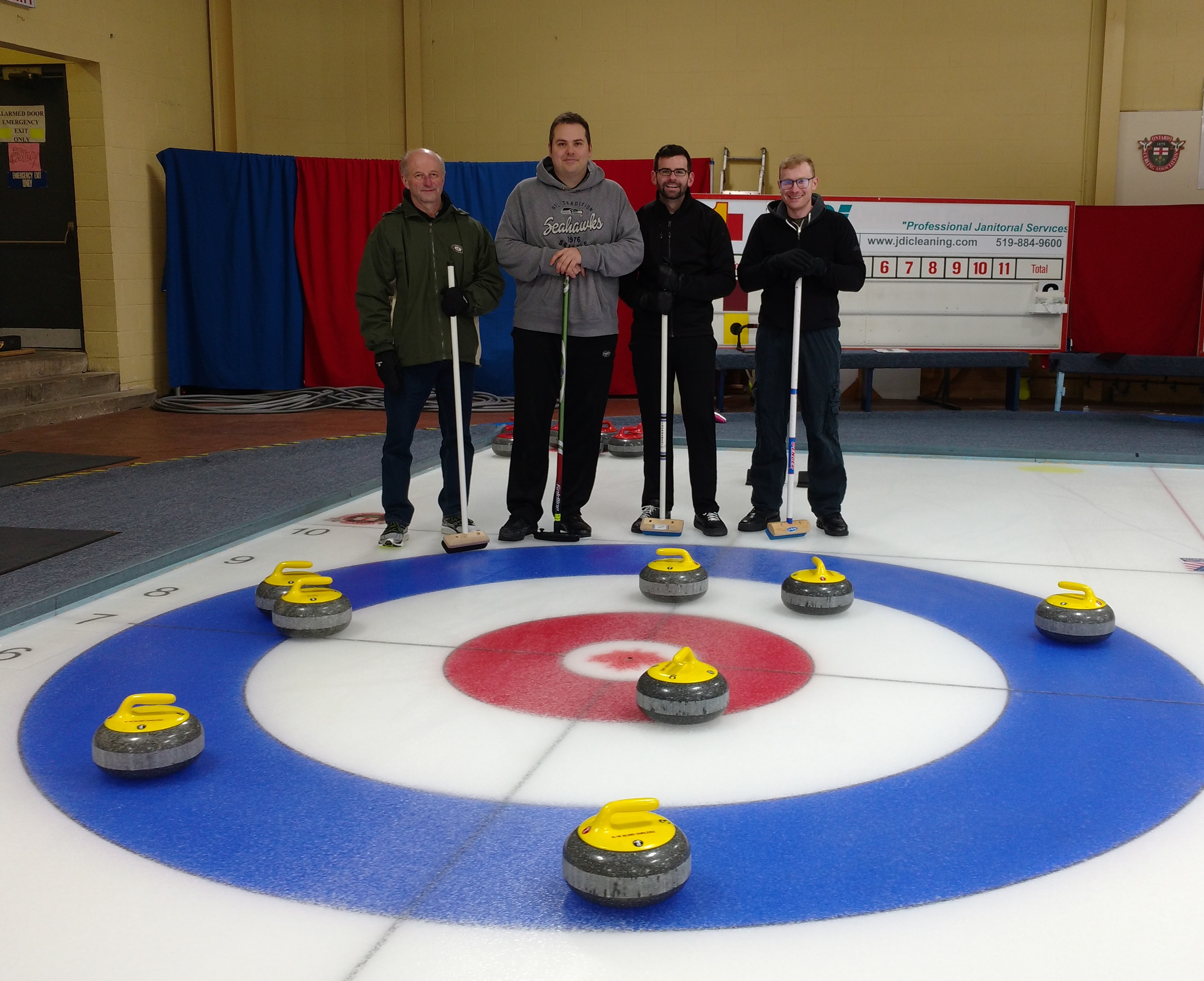 A photograph of an 8-end curling